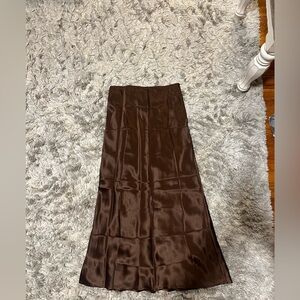 Reformation brown silk midi skirt 4